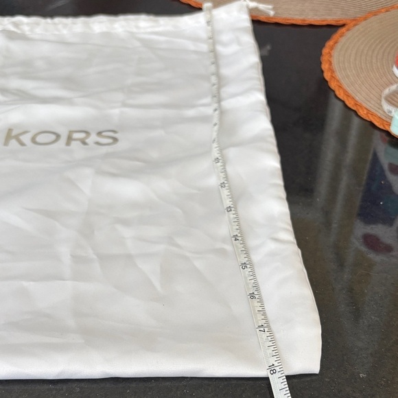Michael Kors White Microfiber/Sateen Large Storage Bag with Shiny Silver Letters - Picture 4 of 6